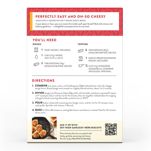 King Arthur Baking Company Pull-Apart Garlic Bread Mix Kit 15.25 oz., Baking Mix - Ready in 1 hour...
