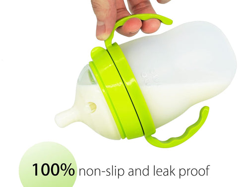 Baby Bottle Handles for Comotomo 5 Ounce & 8 Ounce Silicone Baby Bottles, Compatible Comotomo Bottle Holder for Baby, Pack of 2, Green...