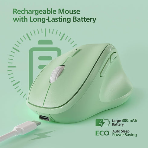 Micropack Vertical Mouse Multi-Device, 3-Mode Bluetooth 5.0 & 3.0 Mouse 2.4G Wireless Mouse with Adjustable DPI & Silent Click for Laptop, MacBook...