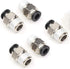 PC 1/4" Od x 1/4" NPT Thread Push to Connect Pneumatic Tube Fitting Male Straight Union Fittings Push Fit Connector Quick Release Air Fittings 5Pa...