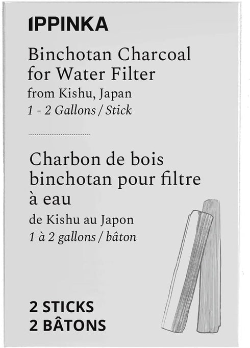 Binchotan Charcoal from Kishu, Japan - Water Purifying Sticks for Great-Tasting Water, 2 Sticks - Each Stick Filters 1-2 Gallons of Water...