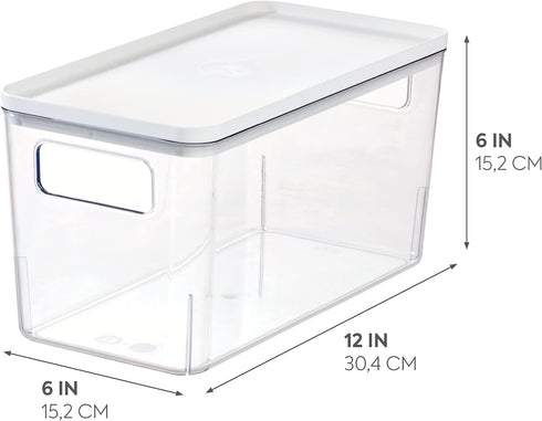Rosanna Pansino x iDesign Recycled Plastic Kitchen Storage Bin with Lid, Clear Bin/Marshmallow Lid, 6" x 12" x 6"...