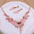 HSQYJ Fashion Color Enamel Crystal Leaf Statement Jewelry Set Elegant Floral Plant Rhinestone Pendant Necklace and Dangle Earrings for Women Gifts...