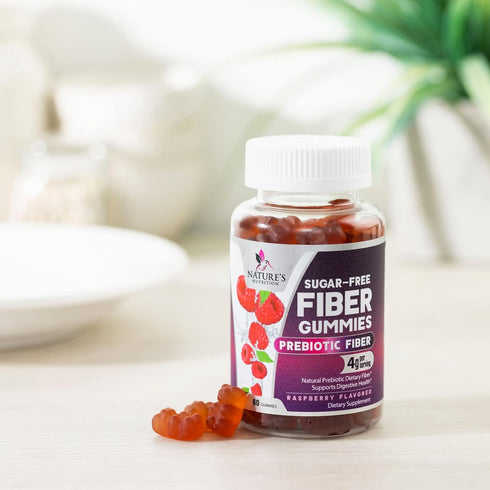 Sugar-Free Fiber Gummies - 4g Soluble Prebiotic Fiber per Serving - Natural Support for Digestive Health & Regularity - Nature's Daily Plant-Based...