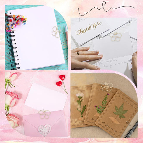 CRASPIRE 30Pcs Butterfly Paper Clips Gold Binder Paperclips Clamps Bookmark Clips Planner Memo Dispenser for Office Supplies School Home File Note...