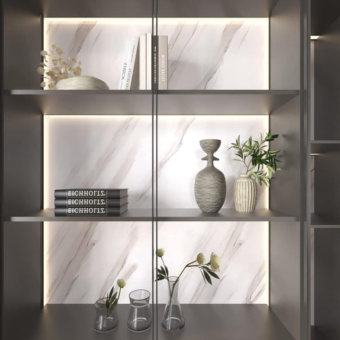 Marble Peel and Stick Wallpaper 15.8"x 197" Glossy White Marble Contact Paper Waterproof Self-adhesive Removable Vinyl Wall Paper for Bedroom Kitc...