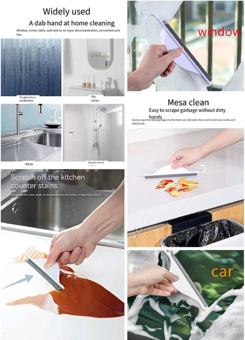 2Pcs Mini Squeegee with Hanging Hook, Bathroom Shower Mirror Squeegee for Tiles, Silicone Small Kitchen Countertop Sink Squeegee, Water Wiper Scra...