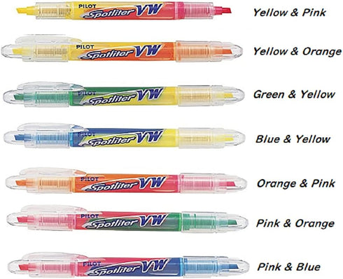 Pilot Spotliter VW Dual Tip Highlighter Pens 14 Colors 7 Packs With Original Stylus Ballpoint Touch Pen......