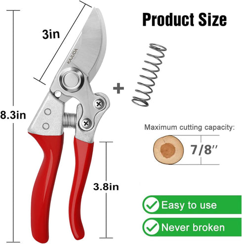 Professional Garden Shears, KAJUDA Pruning Clippers Hand Pruners Gardening Scissors for Plants, Flower Cutter Florist Scissor Trimming Shear, Gard...