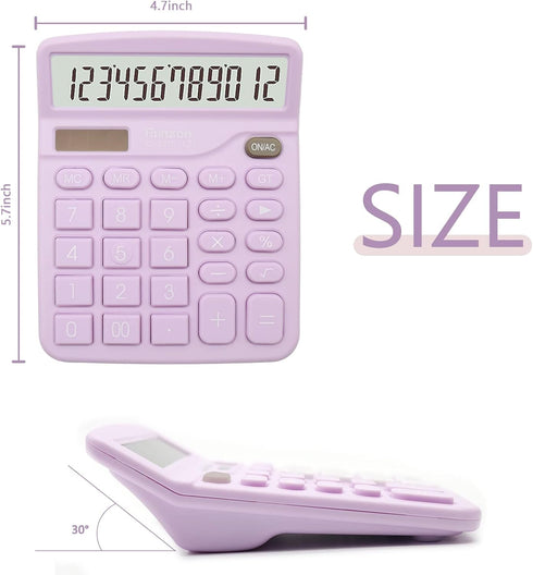 Purple Calculator, Basic Office Calculator, Desktop Calculator 12 Digit with Large LCD Display, Purple Office Supplies with Sensitive Button, Purp...