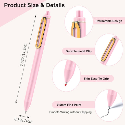 Aesthetic Gel Pens, 0.5 mm Fine Point Black Ink Pens, Quick Dry Smooth Writing Pens for Journaling Note Taking,Cute School Office Supplies,Gifts f...
