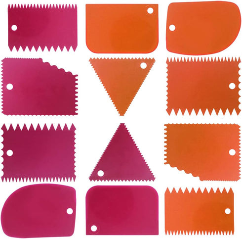 Cake Scraper Smoother Tool Set, DaKuan 12 pcs Cake Smoothing Cutter Plate Tool Combo, Cake Icing Scrapper Cake Edge Decorating Tool....