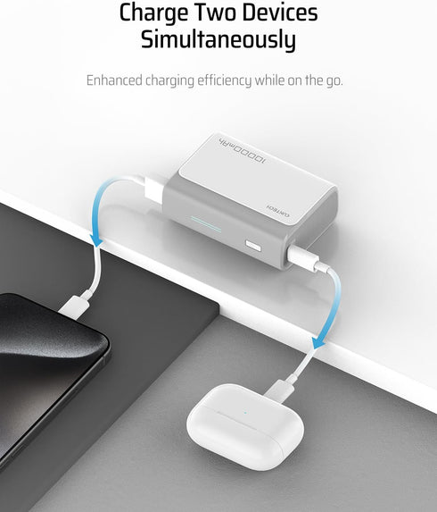 30W Mini Power Bank, 10,000mAh Portable Charger with PPS PD3.0, Dual-Charging Ports Battery Pack, Compatible with iPhone 15/14 Series, iPad Air/Pr...