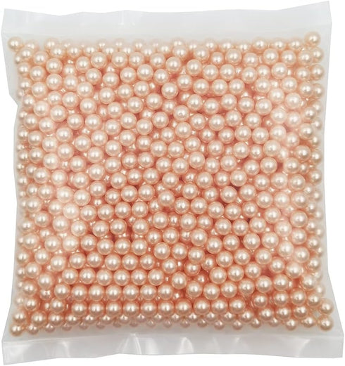 1100pcs Champagne Undrilled ABS Pearls for Vase Fillers, 8mm No Hole Makeup Beads to Hold Brush Lipstick Eyeliner, Imitation Round Pearl Beads for...