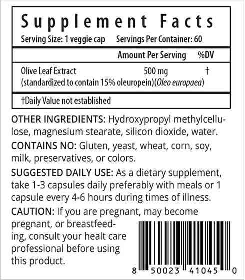 ProHealth Olive Leaf Extract (15% Oleuropein) (500 mg, 60 veggie capsules)...