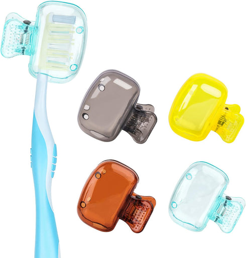 4 Pack Toothbrush Covers Caps, Toothbrush Protector Toothbrush Coverings Clips Portable Plastic Toothbrush Head Case for Travel, Business, Camping...