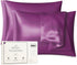 Purple Satin Pillowcase Queen Set of 2 | Pillow Cases for Hair and Skin | 20 x 30 Inch–Slip Silky Comfort with Envelope Closure...