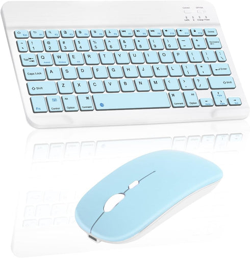 Rechargeable Bluetooth Keyboard and Mouse Combo Ultra Slim Full-Size Keyboard and Ergonomic Mouse for Samsung Galaxy Tab A8 10.5 (2021) and All Bl...