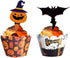 48 Pieces Halloween Cupcake Toppers Cupcake Wrappers Kit for Halloween Cake Decoration...