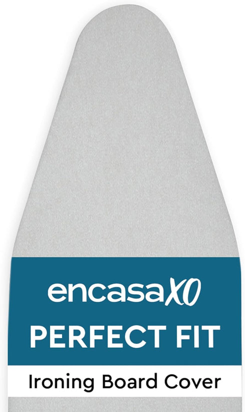 Encasa Homes Replacement Ironing Board Cover & Foam Pad, Heat Reflective 'Metallic Silver Silicone', Drawstring Tightening (Fits Standard Large Bo...
