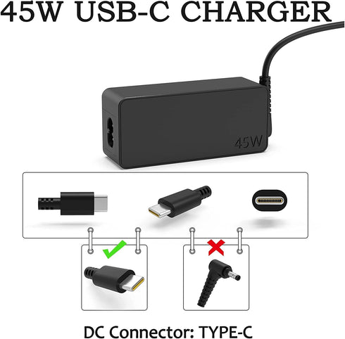 45w Type-C USB-C Charger for HP Chromebook X360 14-CA000 14-ca000 14B-CA 14-ca051wm 14-ca052wm 14-ca061dx 14-ca020nr 14-ca060nr 14-ca043cl 11-AE00...