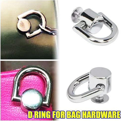 Uayeatye D Rings for Purse Hardware for Bag Making, 8 PCS Metal D Ring and Stud Screw, 360 Degree Rotatable D Rings for Purse, Bag Hardware, Dog B...