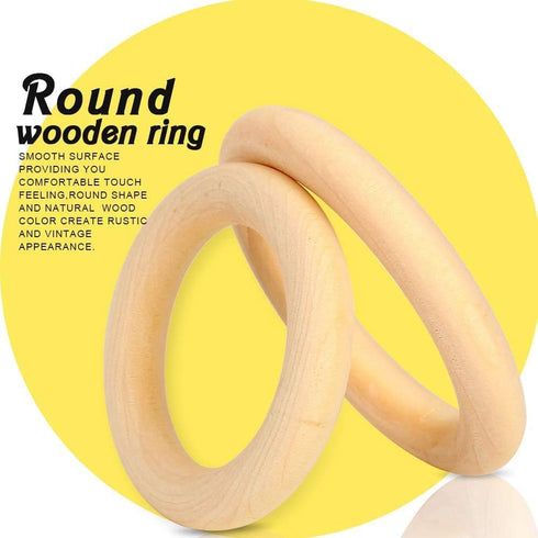 12 Pieces Macrame Wooden Rings 70mm Natural Wood Rings Without Paint Smooth Unfinished Wood Circles for Craft DIY Ring Pendant Connectors (2.75 In...