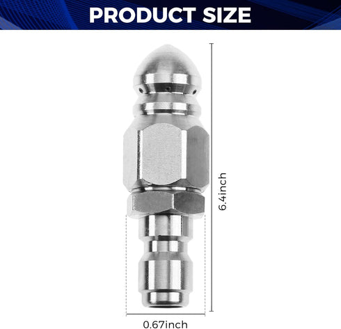 Sewer Jetter Nozzle for Pressure Washer, 2 Sets Pressure Washer Sewer Jetter Nozzle with Stainless Steel, 1/4'' Quick Connector 5000 PSI...