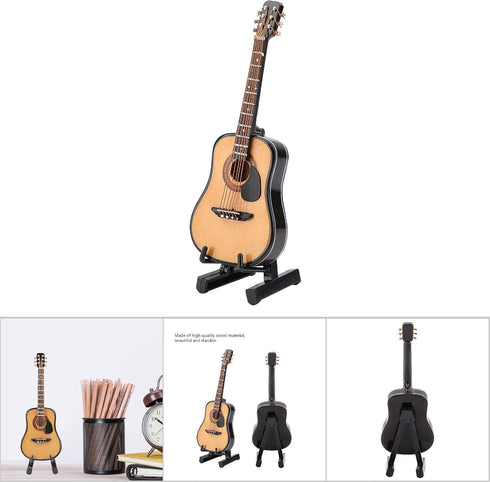 Miniature Guitar Model, Wooden Mini Guitar with Stand and Case, Dollhouse Guitar, Musical Instrument Model Home Decor(10CM)...