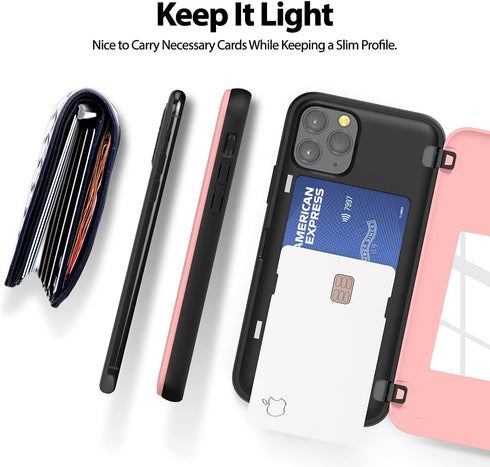 GOOSPERY Compatible with iPhone 11 Pro Wallet Case with Card Holder, Protective Dual Layer Bumper Phone Case (Pink)...