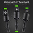 Right Angle Drill Adaptor,4-in-1 Impact Drill Bit Extension,360° Rotatable 1/4 3/8 1/2" Impact Grade Socket Adapter Set,105 Degree Angle Screwdriv...