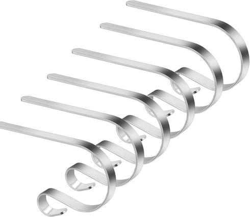 Homgaty Christmas Stocking Holders for Mantle, 6 Pack Stocking Hanger Stocking Hooks Metal Fireplace Hanger for Christmas Party Decoration (Silver...