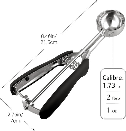 Cookie Scoop, Small Ice Cream Scoop, 2 Tbsp/ 30ml/ 1oz, 18/8 Stainless Steel Cookie Scoops for Baking, Ice Cream Scooper with Spring Trigger Syste...