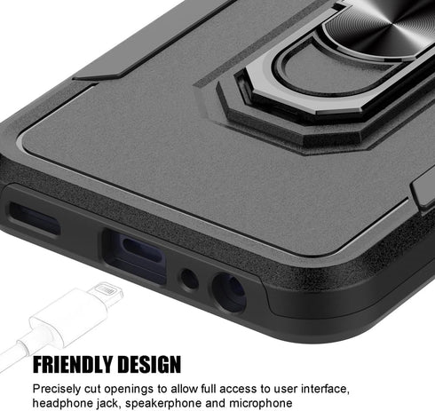 for Samsung Galaxy A15 5G Case, Shockproof Protection Phone Case with Rotatable Ring Holder Kickstand + Tempered Glass Screen Protector for Galaxy...