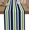 T&H XHome Durable Fabric Table Runner,Simple Navy Blue, Lime Green and White Stripe Washable Linen Table Runners for Home/Kitchen/Dining Table/Ind...
