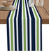 T&H XHome Durable Fabric Table Runner,Simple Navy Blue, Lime Green and White Stripe Washable Linen Table Runners for Home/Kitchen/Dining Table/Ind...