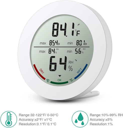ORIA Digital Humidity Thermometer, Temperature Humidity Indoor, 2.5 Inches LCD Display, ? and ? Switch, Hygrometer Thermometer for Indoor Use, 2 Pack