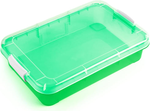 15Inch Portable Sensory Bin Play Tray with Lid, Fill with Water, Sand, Beads and More (Green)...