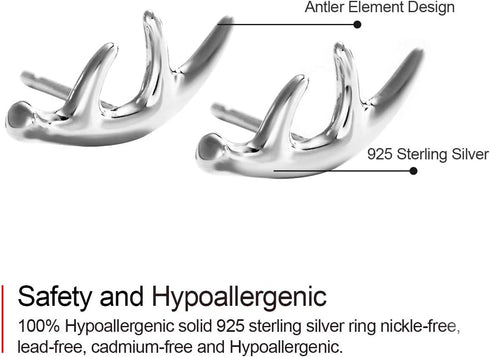 Jewever 925 Sterling Silver Deer Antlers Stud Earrings Women Jewelry...