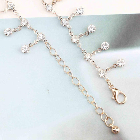 Boho Rhinestone Drop Ankle Bracelet Gold Crystal Dangle Anklet Bracelets Cz Tassel Anklets Glitter Tennis Foot Chain Jewelry for Women and Girls S...