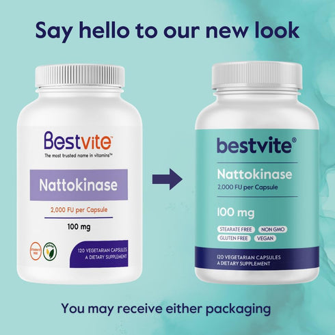 BESTVITE Nattokinase 100mg (2000 FU) (120 Vegetarian Capsules) - No Stearates - Vegan - Non GMO - Gluten Free...
