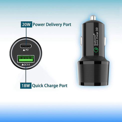 Fast Car Charger, USB C Car Charger 38W Car Charger Adapter PD3.0&QC3.0 with 2Pack Lightning Cable Quick Car Charging Compatible with iPhone 14 Pr...