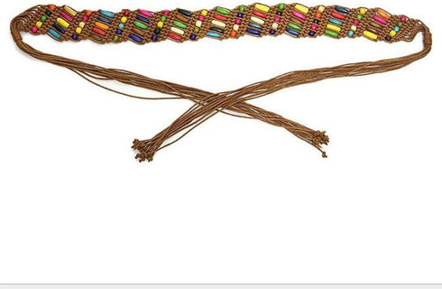 Bohemia Womens' Colorful Woven Belt Wax Rope Skirt Dress Belts...