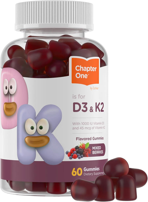 Zahler Chapter One Vitamin D3 K2 Gummies, Contains 1000IU of Vitamin D3 and 45MCG of Vitamin K2, D3 & K2 Gummy Supplement, Kosher, 60 Gummies...