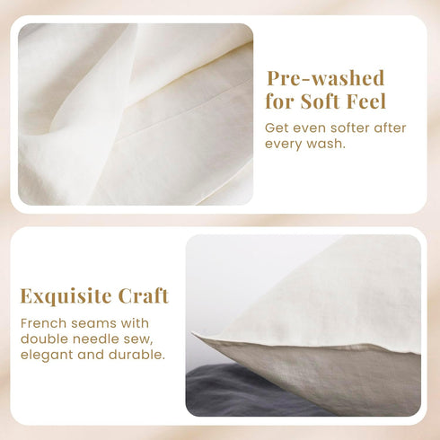 S VICTORY SYMBOL 100% Organic Linen Pillowcases 1 Pair 20"x30",French Natural Flax Soft Basic Washed Pillowcase Creamy-White,Standard(Queen) Size...