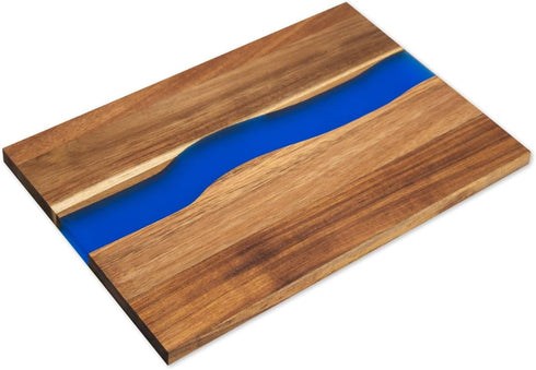 Large Acacia Wood Cutting Board with Epoxy Resin for Kitchen and Mini bar, 13.7 * 9 inch, Charcuterie Board Wood Paddle, Reversible Board for Meat...