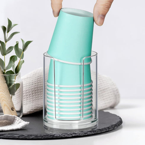 Bathroom Cup Dispenser, Disposable Mouthwash Cups Holder Fit 3oz-4oz Small Paper Cups, Clear Plastic Cup Dispenser for Bathroom Vanity Countertop ...