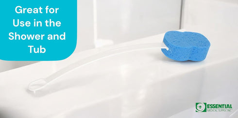 Essential Medical Supply Everyday Essentials Hourglass Bath and Shower Sponge with Extra Long Curved Handles...