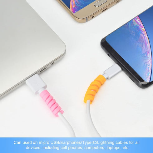 25 Pieces Charger Cable Saver, Seminer Flexible Silicone Micro USB Protector, Mouse Cable Protector Suit for All Cellphone Data Lines (White, Pink...