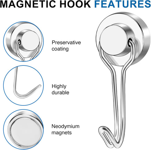 LOVIMAG Cruise Magnets, 40LBS Magnetic Hooks for Cruise Cabins, Swivel Magnet Hooks for Refrigerator, Fridge Magnets with Hooks for Kitchen Access...